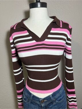 Y2K/Grunge Fairycore Striped Ribbed Polo
Sweater